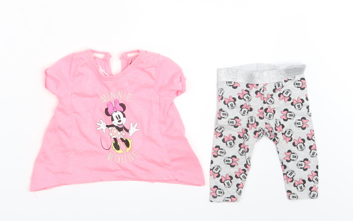 Disney Girls Pink Animal Print  Basic T-Shirt Size 3-6 Months  - Minnie Mouse