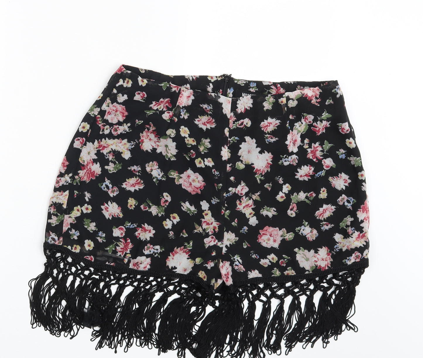 Missguided Womens Black Floral  Hot Pants Shorts Size 12