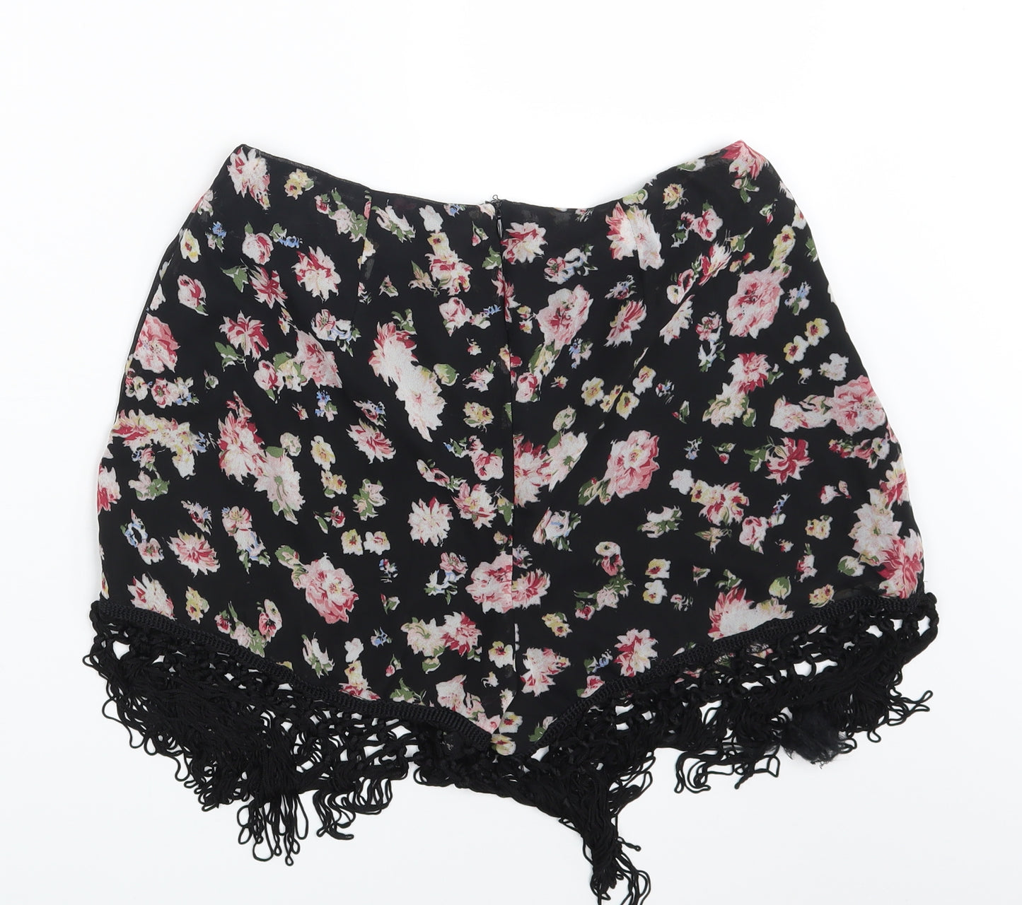 Missguided Womens Black Floral  Hot Pants Shorts Size 12