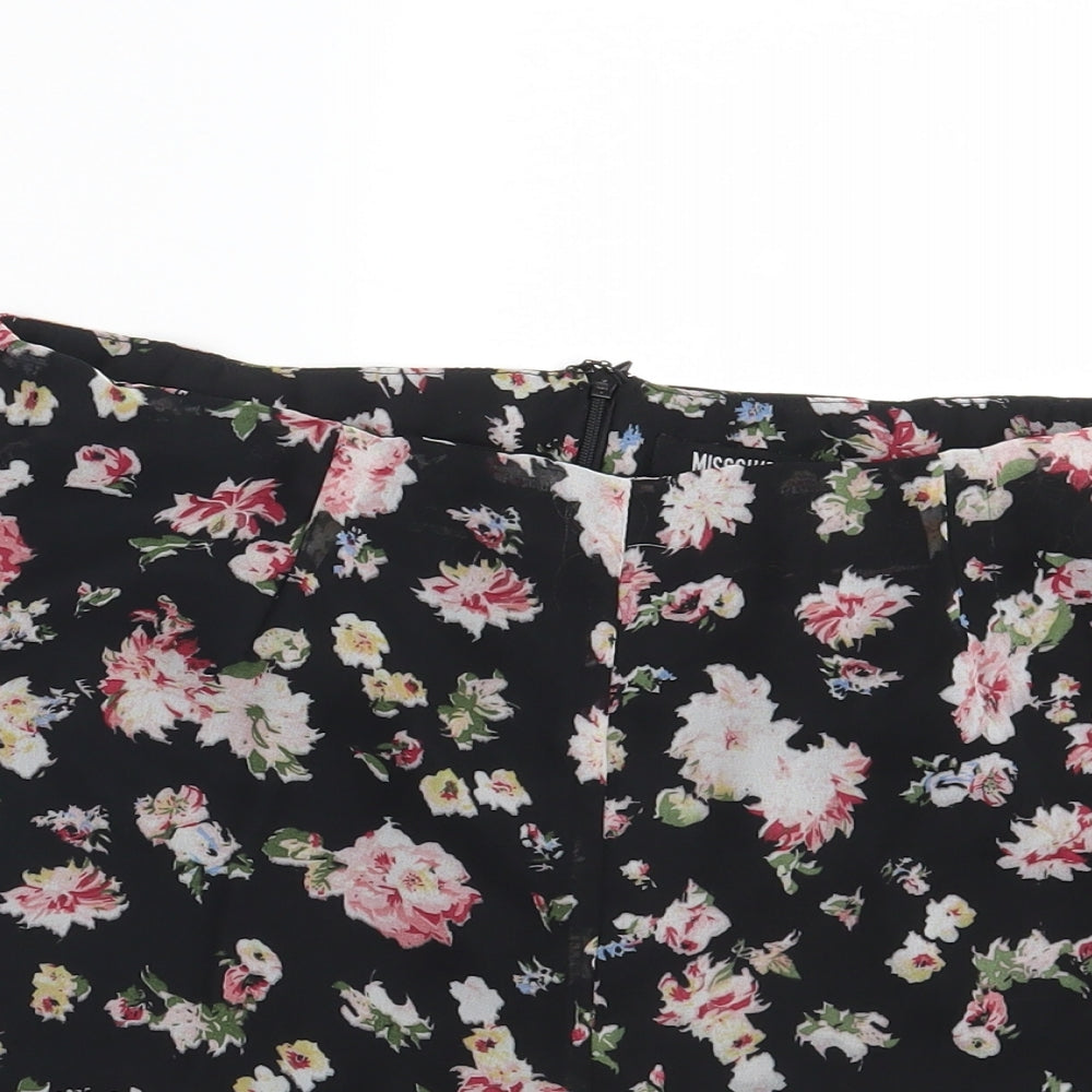 Missguided Womens Black Floral  Hot Pants Shorts Size 12