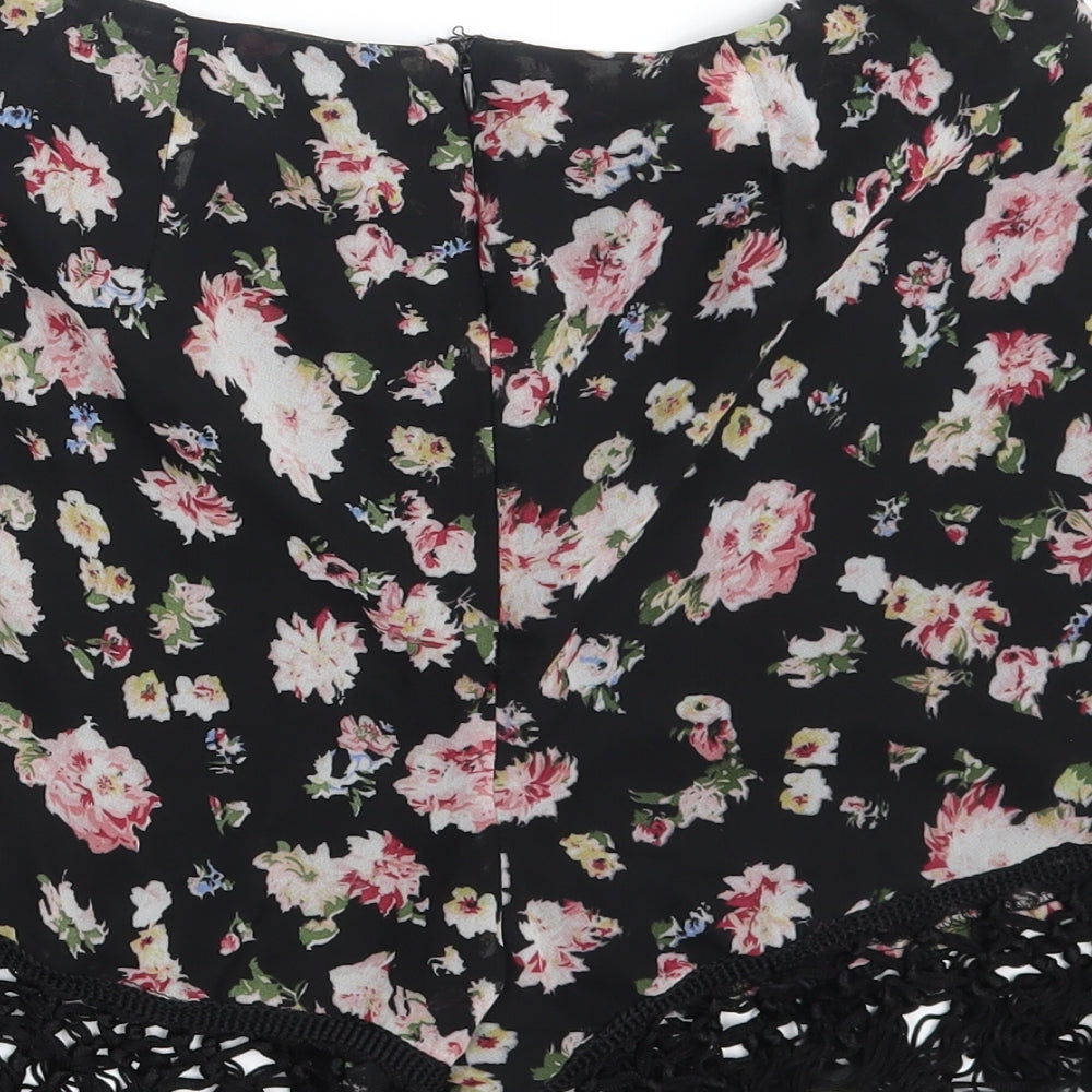 Missguided Womens Black Floral  Hot Pants Shorts Size 12