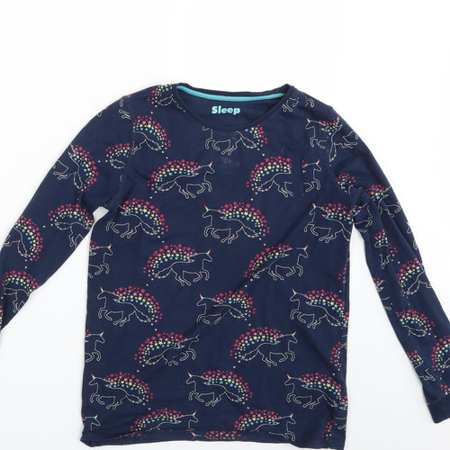 M&S Girls Blue Animal Print  Top Pyjama Top Size 12-13 Years  - Unicorn