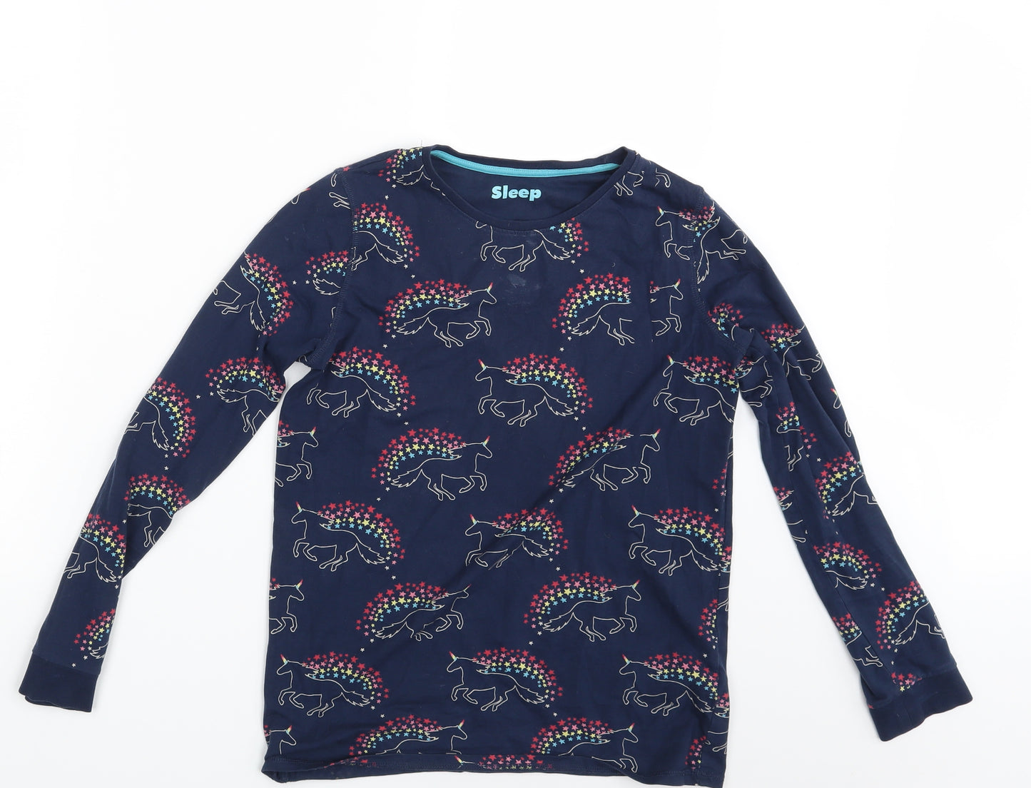 M&S Girls Blue Animal Print  Top Pyjama Top Size 12-13 Years  - Unicorn