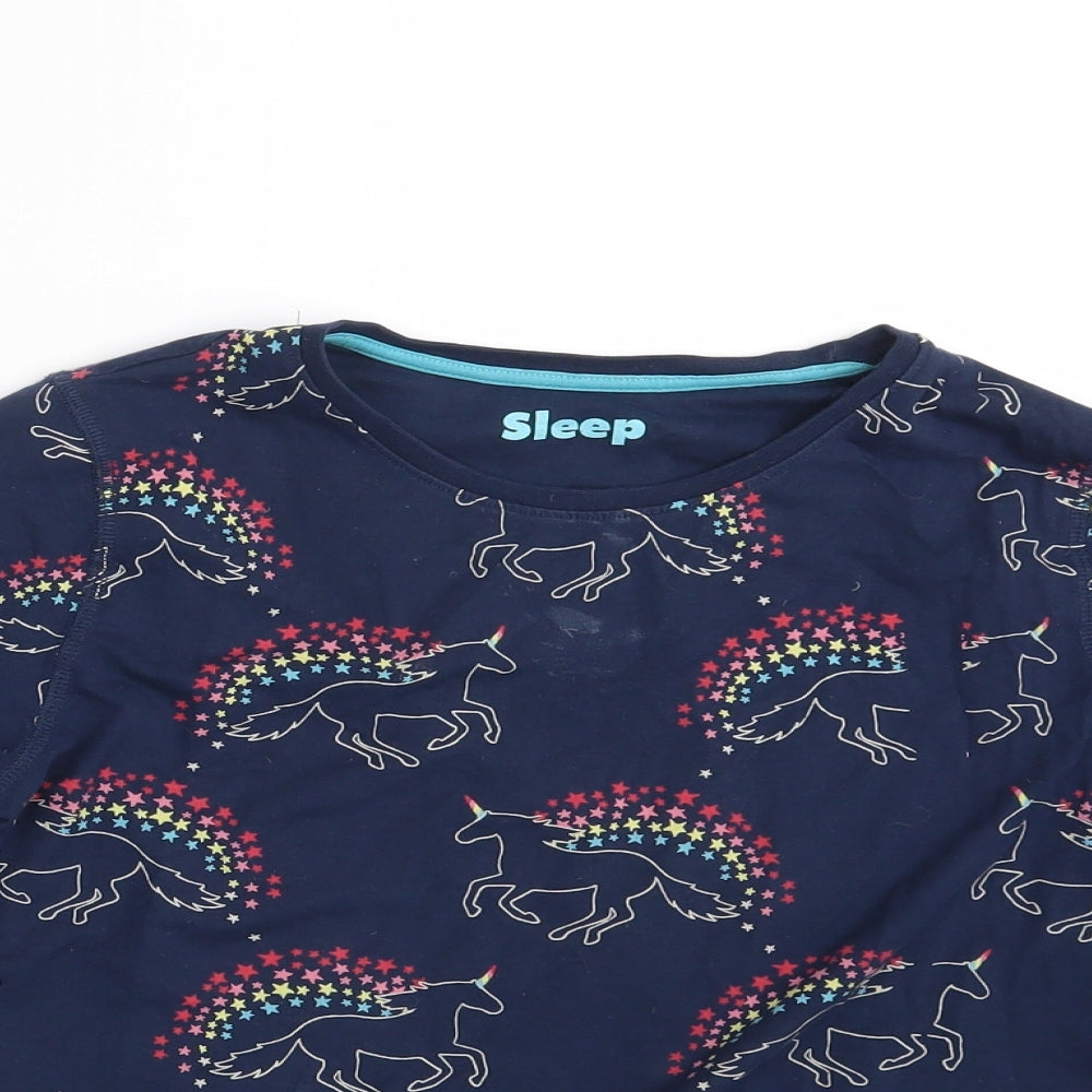 M&S Girls Blue Animal Print  Top Pyjama Top Size 12-13 Years  - Unicorn
