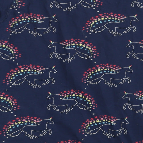 M&S Girls Blue Animal Print  Top Pyjama Top Size 12-13 Years  - Unicorn