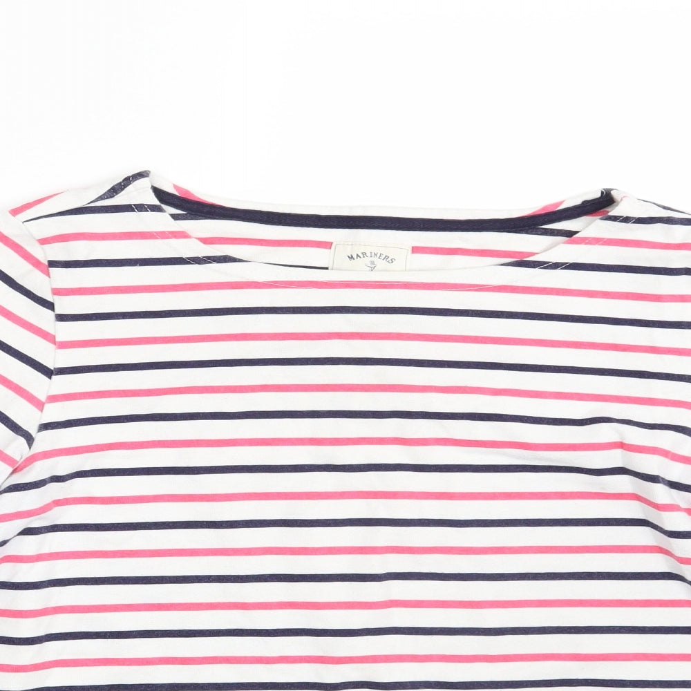 Joules Womens White Striped  Pullover Sweatshirt Size 14