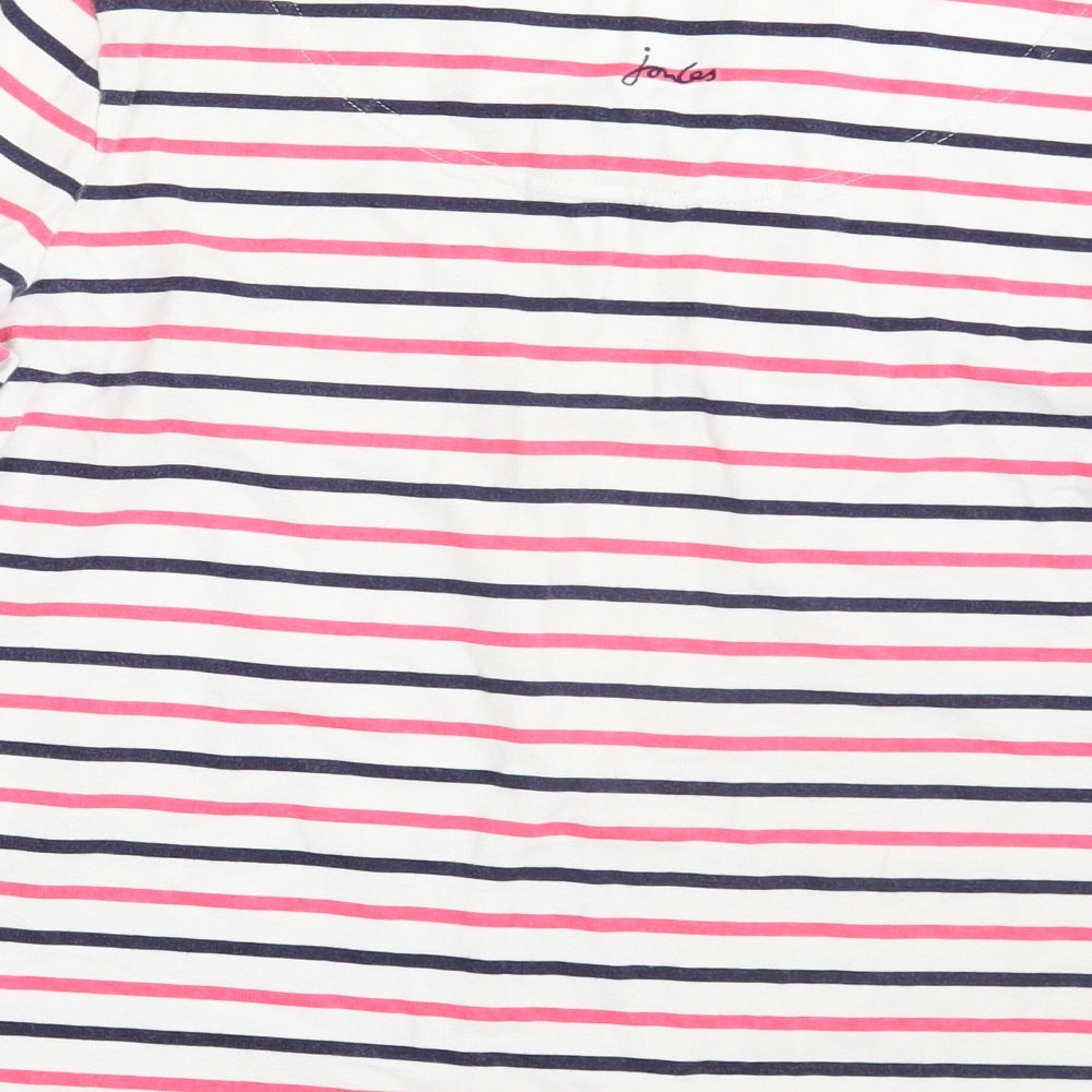 Joules Womens White Striped  Pullover Sweatshirt Size 14