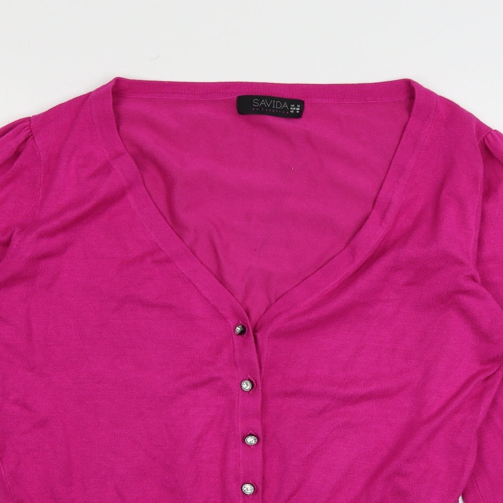 Savida Womens Pink  Knit Cardigan Jumper Size 12