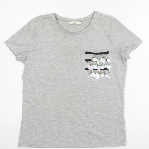 Very Womens Grey  Jersey Basic T-Shirt Size 10