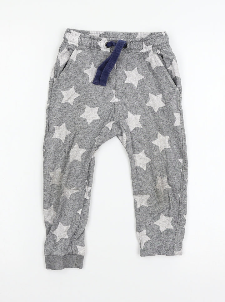 Marks and Spencer Girls Grey Geometric Jersey Capri Pyjama Pants Size 3-4 Years  - Stars