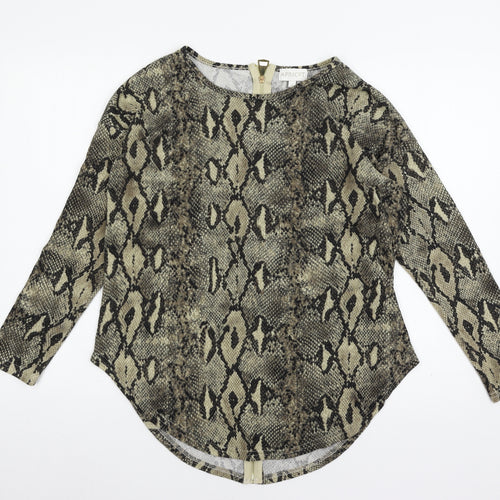 Apricot Womens Brown Animal Print Knit Pullover Jumper Size S