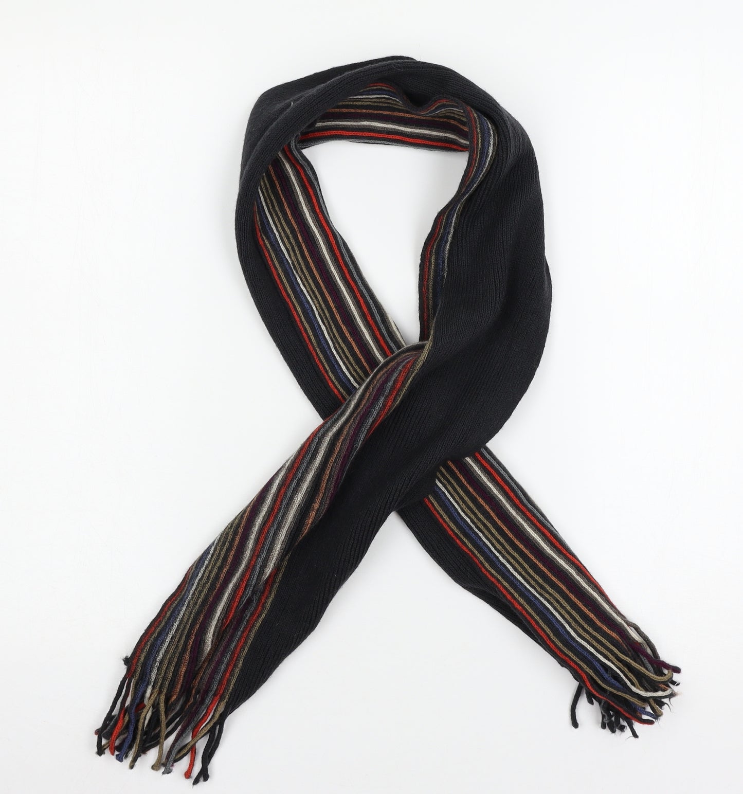 Preworn Mens Blue Striped Knit Rectangle Scarf Scarf One Size