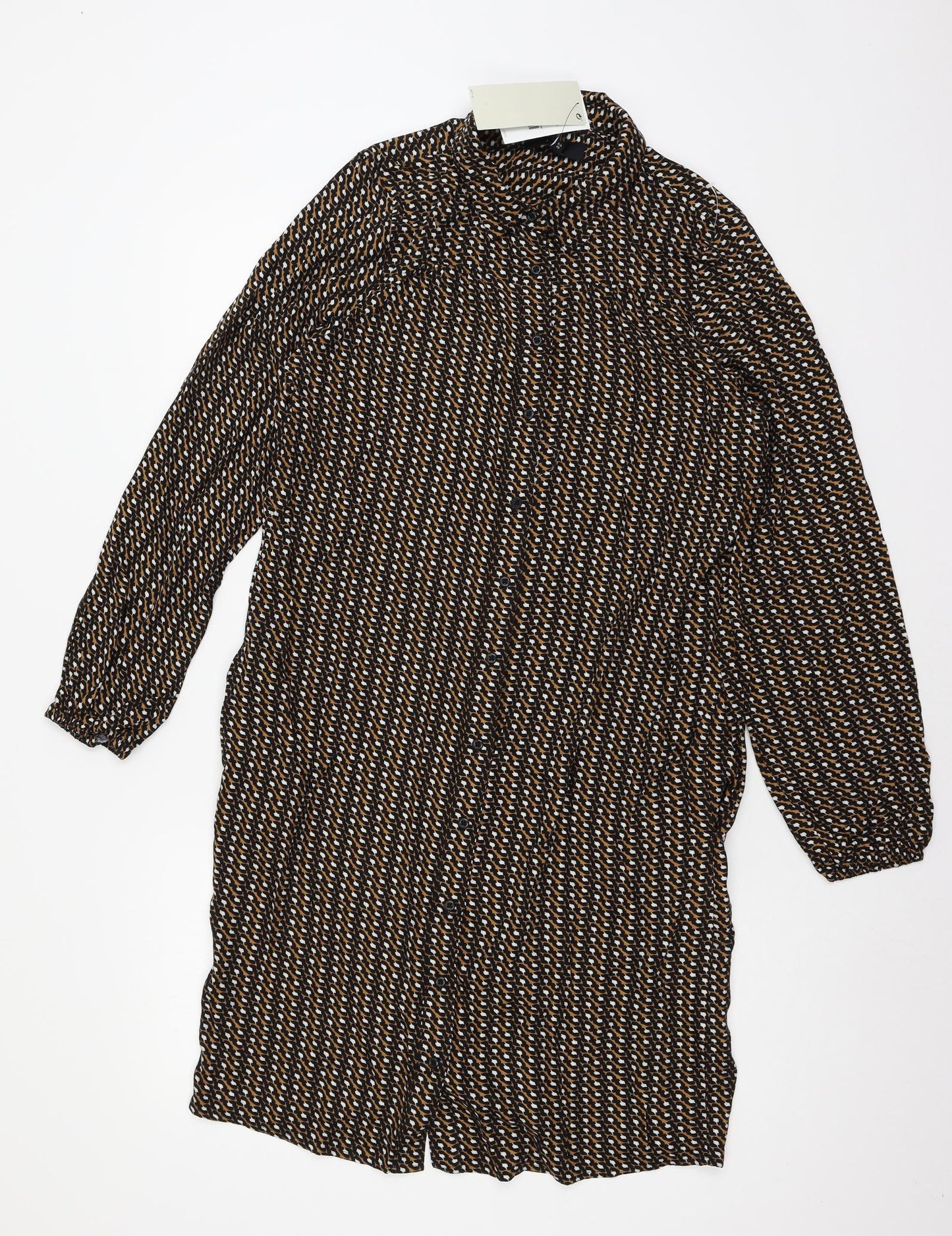 NEXT Womens Brown Animal Print  Shirt Dress  Size 12