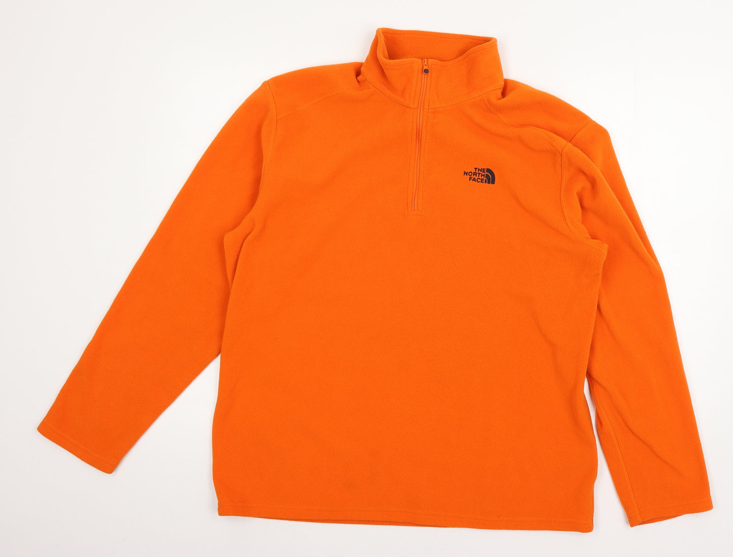 The North Face Mens Orange  Fleece Pullover Sweatshirt Size L