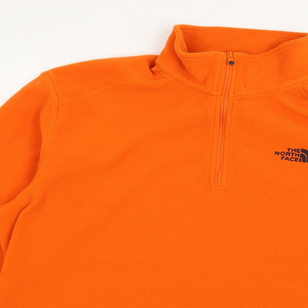 The North Face Mens Orange  Fleece Pullover Sweatshirt Size L