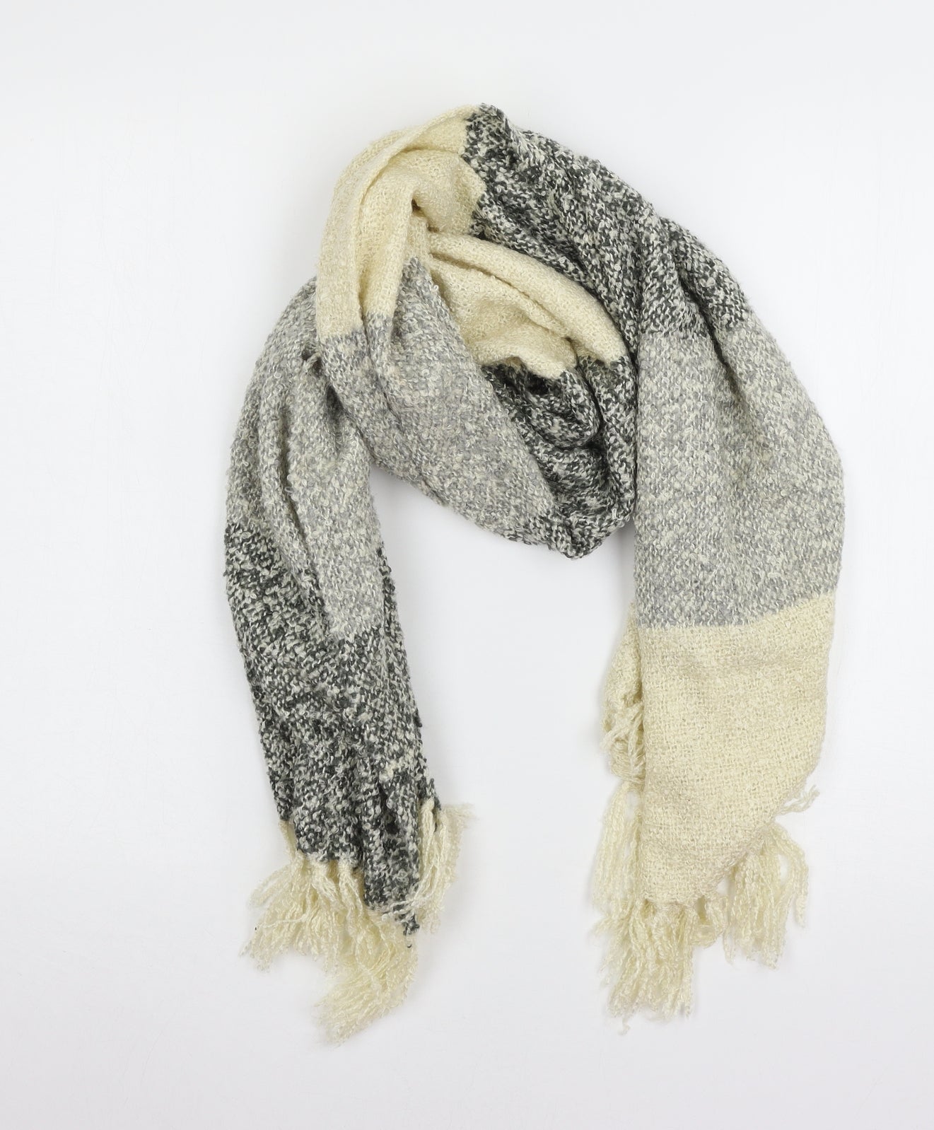 Fat Face Womens Grey Check Knit  Scarf