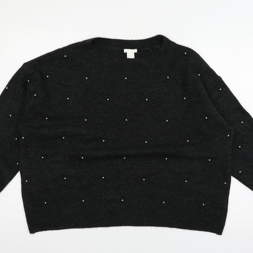 H&M Womens Grey  Knit Pullover Jumper Size L