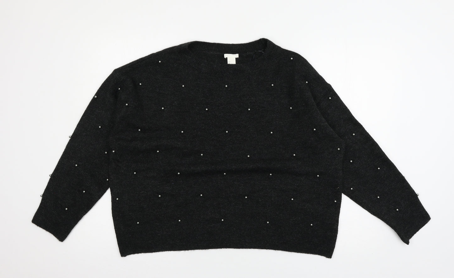 H&M Womens Grey  Knit Pullover Jumper Size L