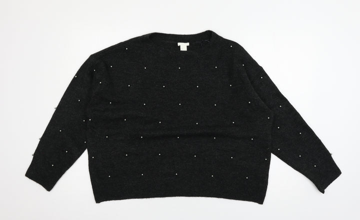 H&M Womens Grey  Knit Pullover Jumper Size L