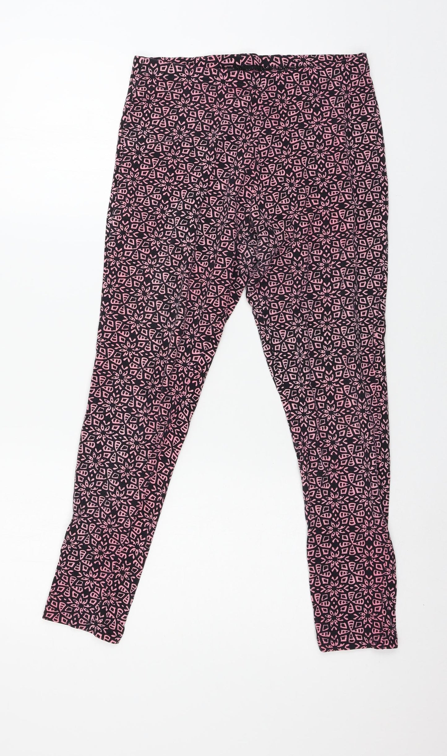 George Womens Black Geometric Jersey Capri Leggings Size 14 L24 in