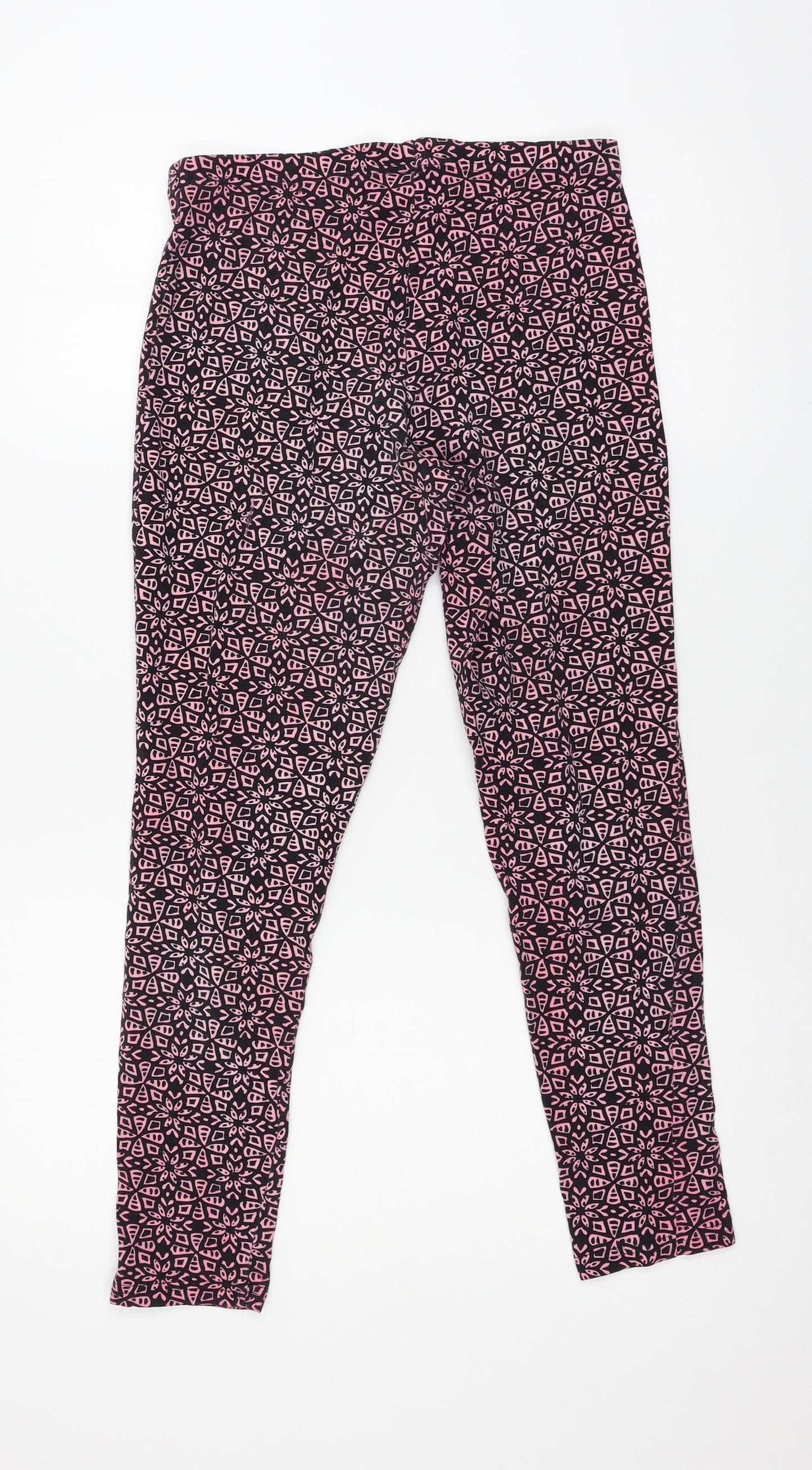 George Womens Black Geometric Jersey Capri Leggings Size 14 L24 in