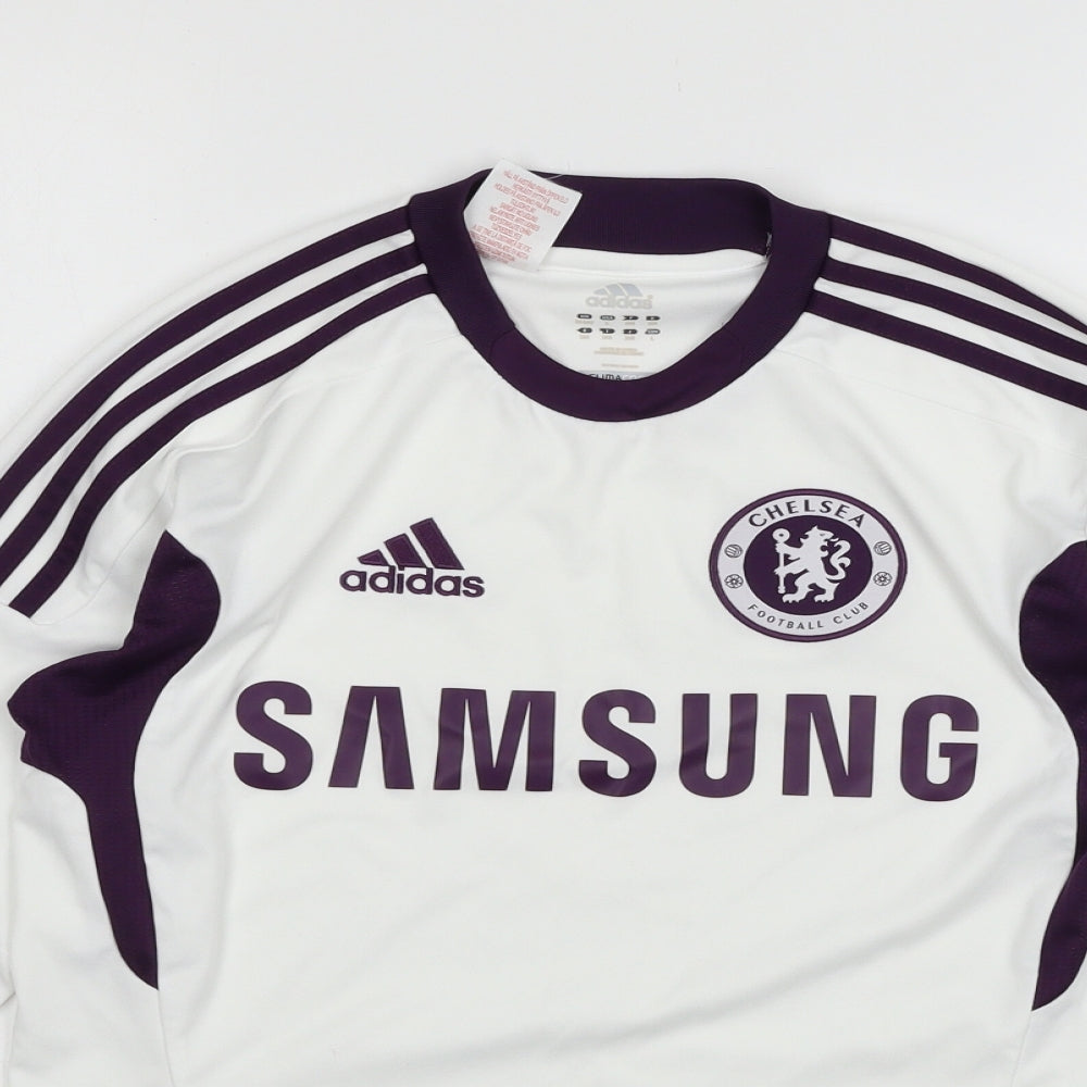 adidas Boys White  Jersey Basic T-Shirt Size 13-14 Years  - Chelsea F.C