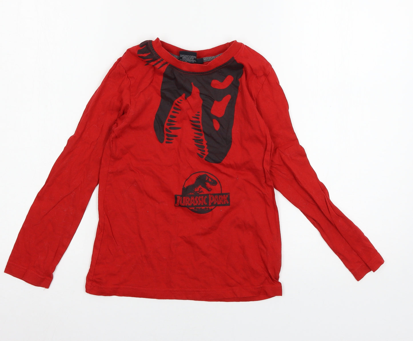Jurassic Park Boys Red  Jersey Basic T-Shirt Size 8-9 Years  - Dinosaur