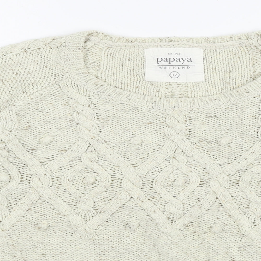 Papaya Womens Ivory  Knit Pullover Jumper Size 12