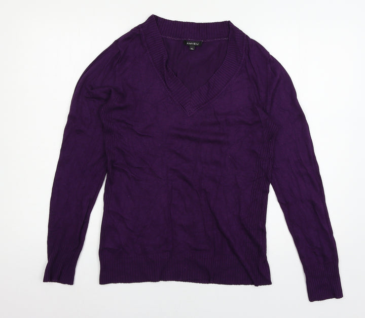 Amisu Womens Purple Knit Pullover Jumper Size XL