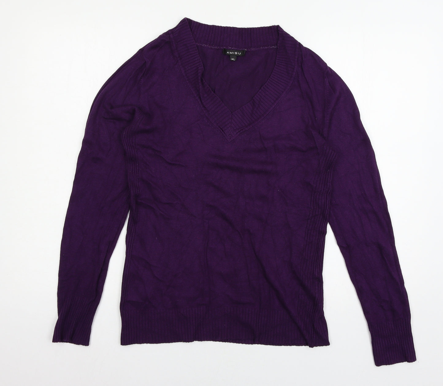 Amisu Womens Purple  Knit Pullover Jumper Size XL
