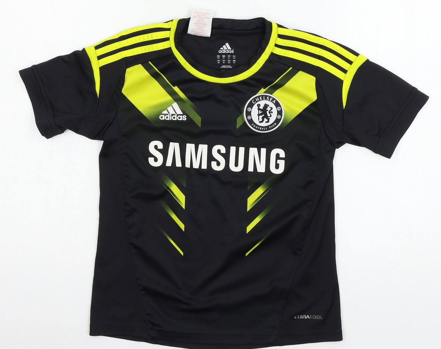 adidas Boys Black  Jersey Basic T-Shirt Size 7-8 Years  - Chelsea F.C