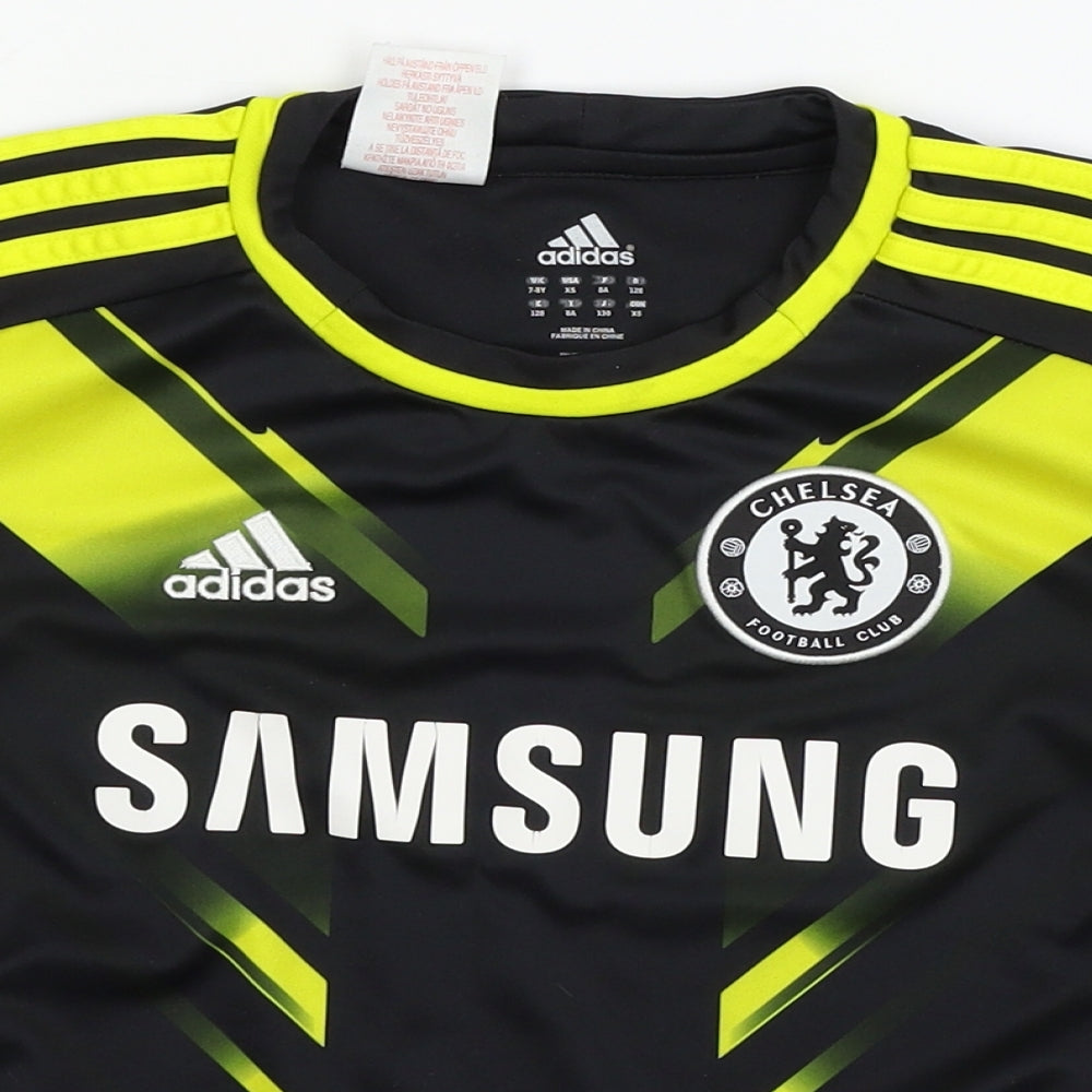 adidas Boys Black  Jersey Basic T-Shirt Size 7-8 Years  - Chelsea F.C