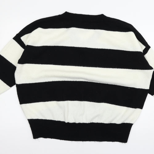 Primark Womens Black Striped Knit Pullover Jumper Size 18