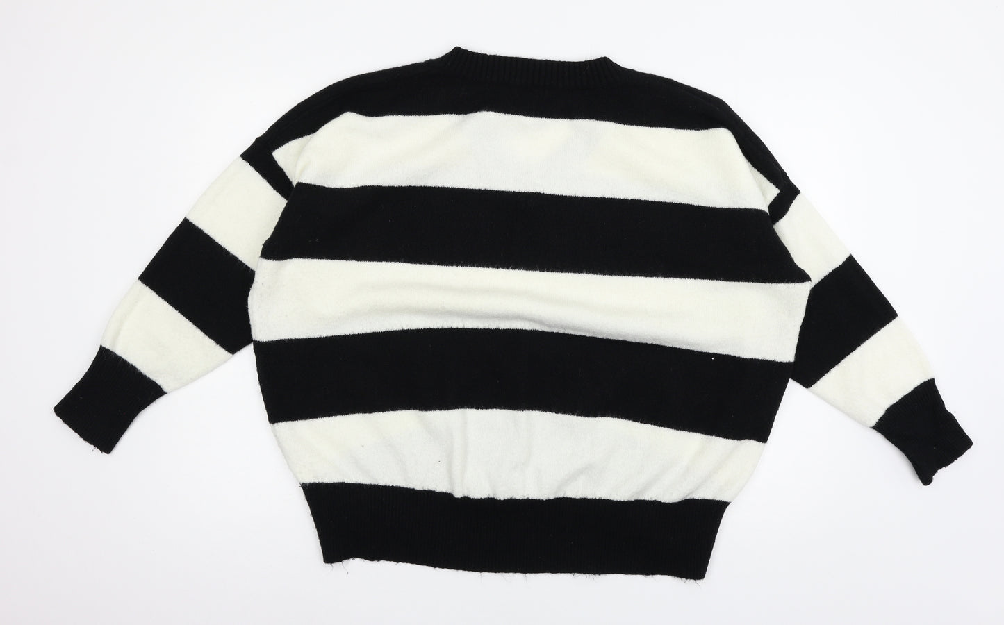 Primark Womens Black Striped Knit Pullover Jumper Size 18
