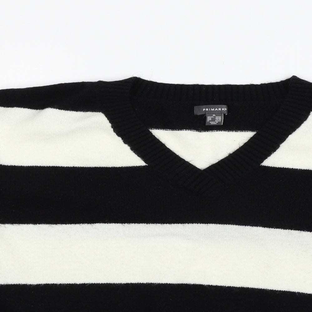 Primark Womens Black Striped Knit Pullover Jumper Size 18