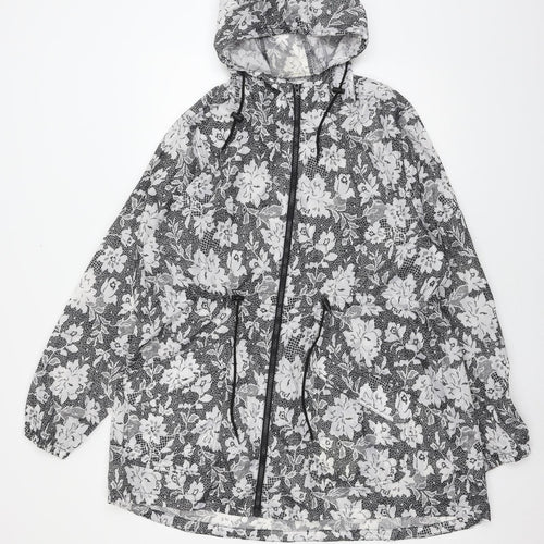 urban essentials Womens Grey Floral  Parka Coat Size L