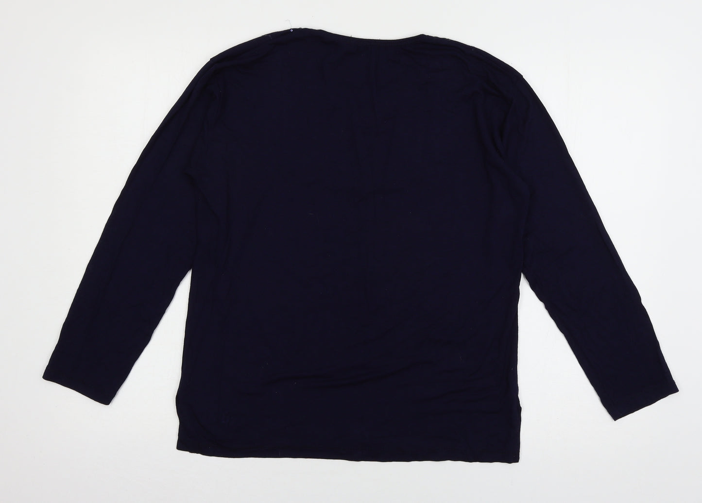 Erkan Womens Blue  Jersey Basic T-Shirt Size S  - Embelished Neckline