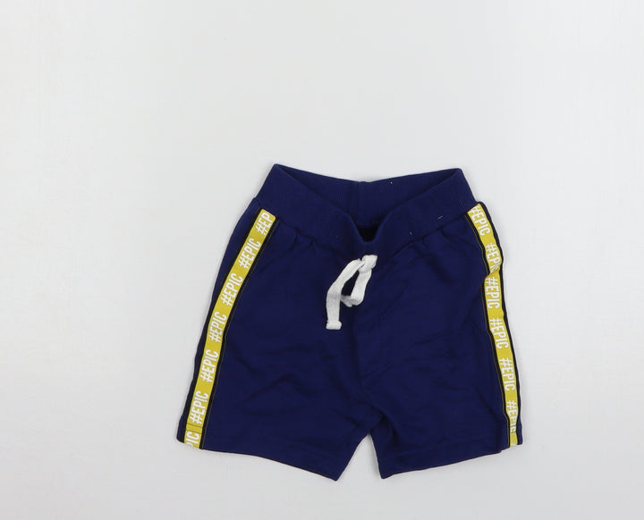 Preworn Boys Blue Striped Jersey Cropped Trousers Size 12 Months - Epic