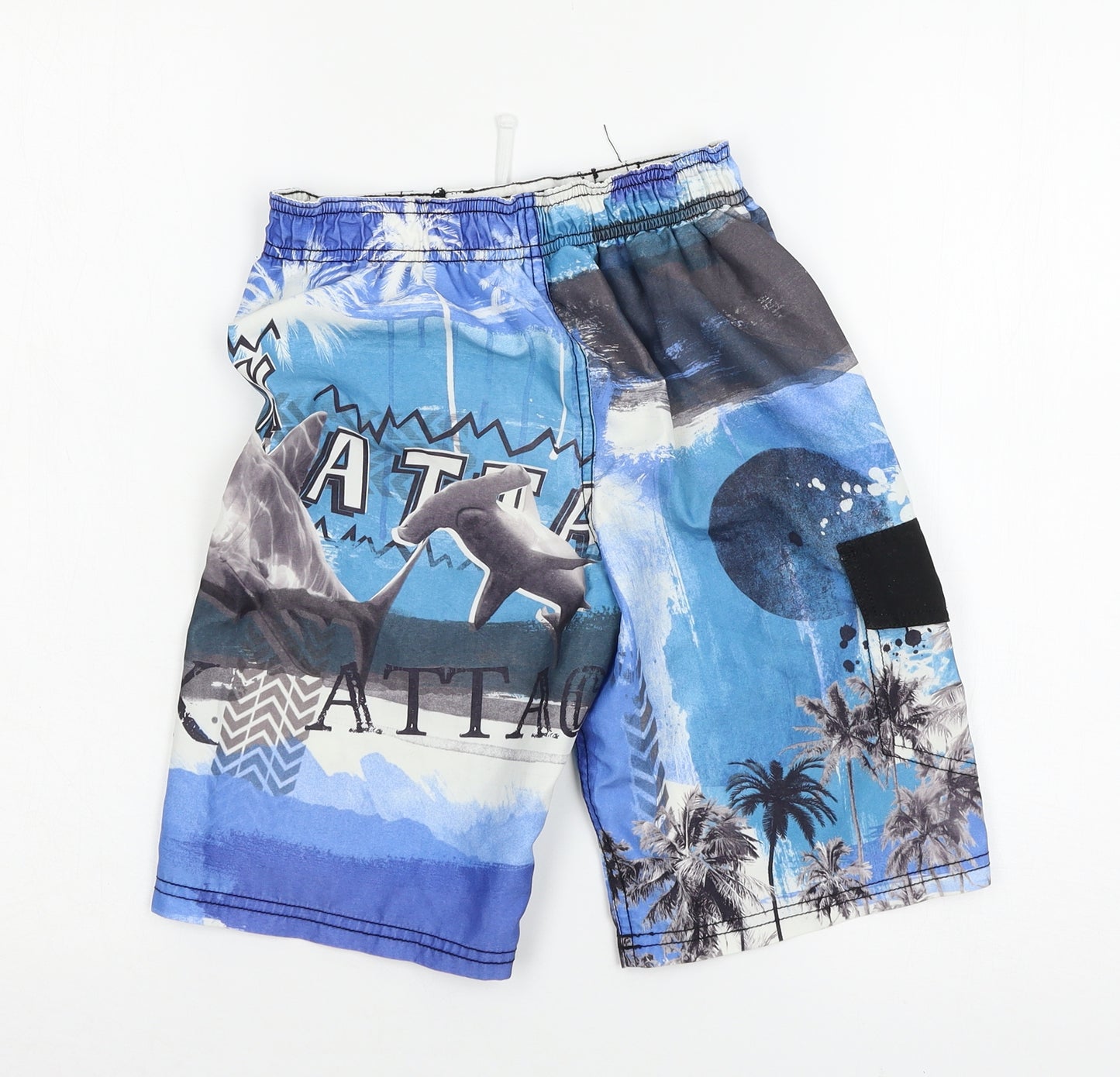 Preworn Boys Blue Geometric  Sweat Shorts Size 6-7 Years - Shark