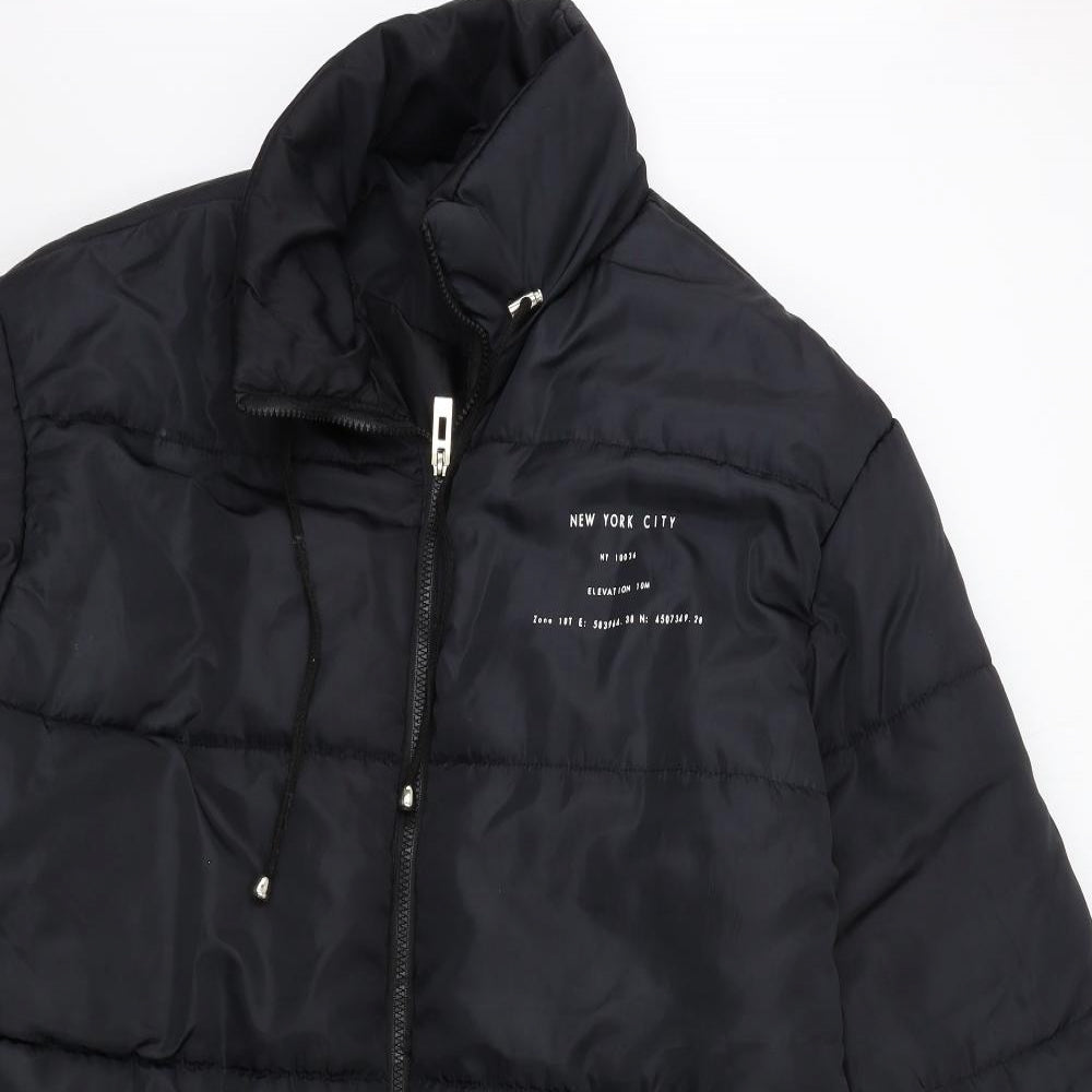 PRETTYLITTLETHING Womens Black   Puffer Jacket Coat Size 10  - new york