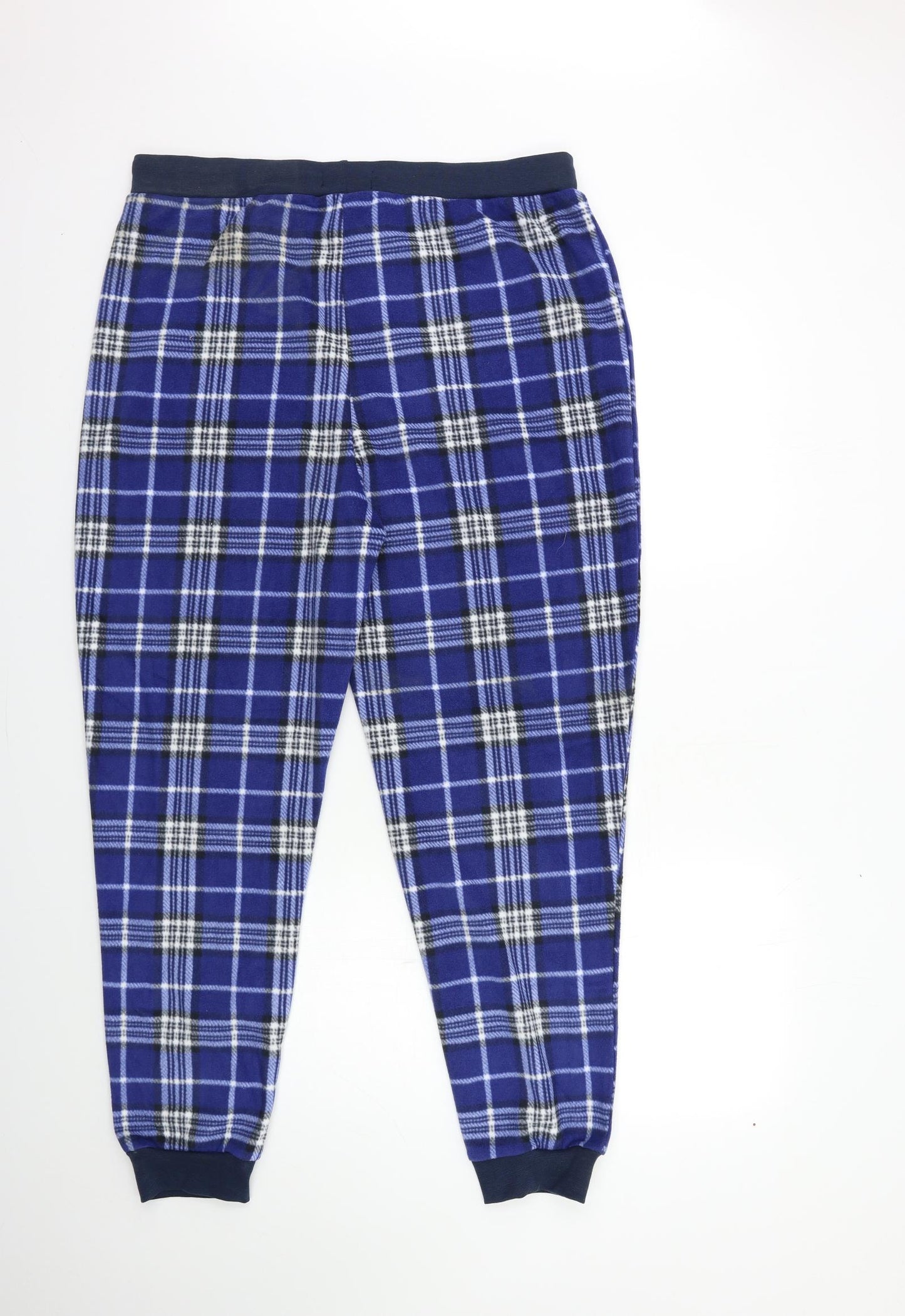 Studio Mens Blue Check Fleece  Lounge Pants Size XL