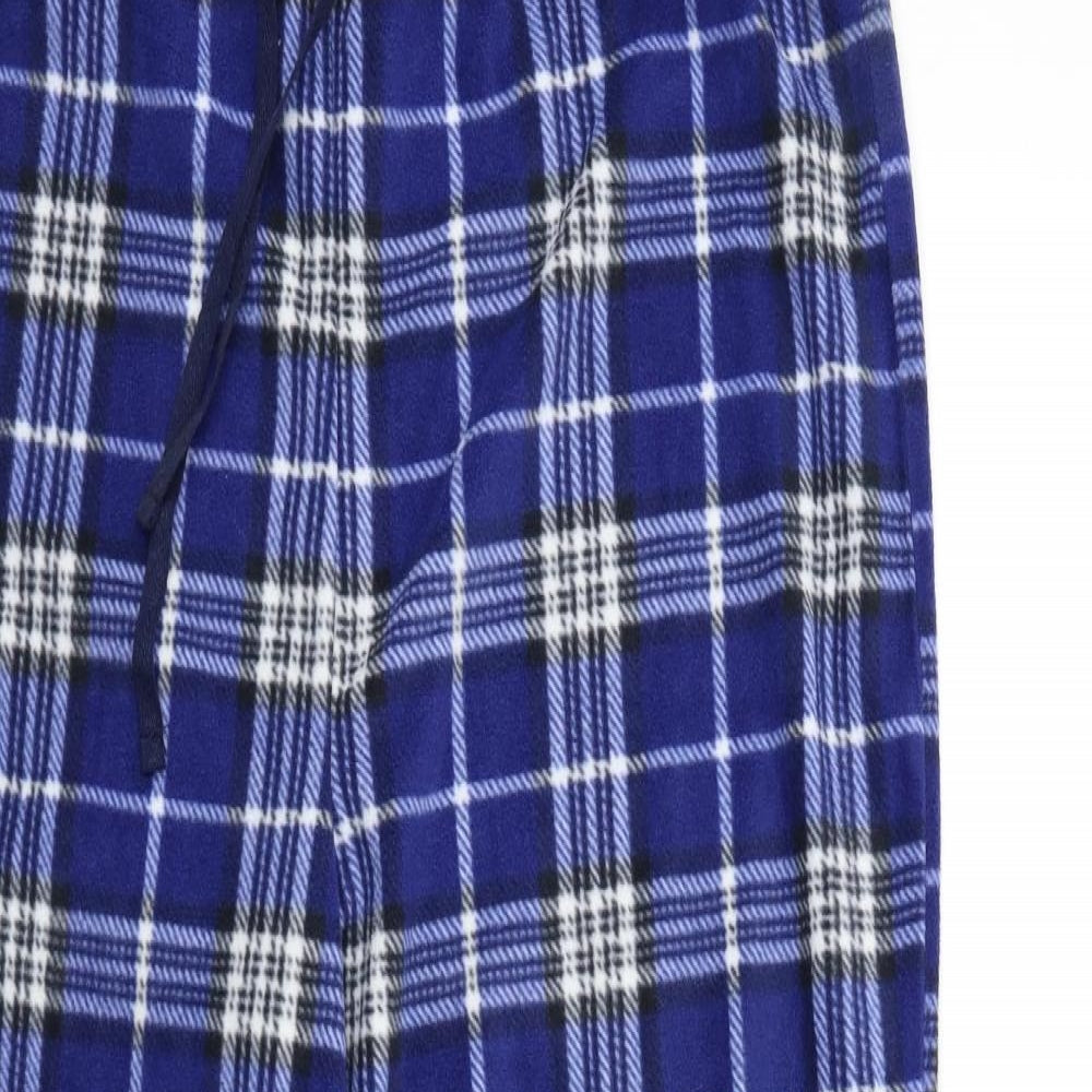 Studio Mens Blue Check Fleece  Lounge Pants Size XL