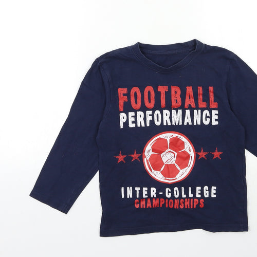 Preworn Boys Blue   Basic T-Shirt Size 6-7 Years  - football