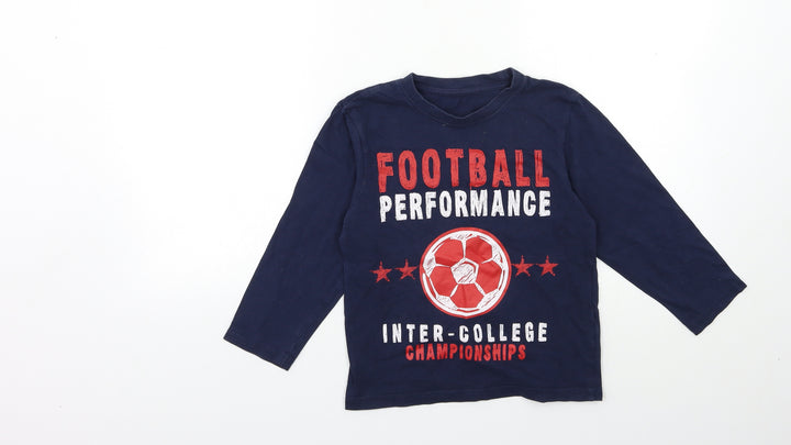 Preworn Boys Blue   Basic T-Shirt Size 6-7 Years  - football