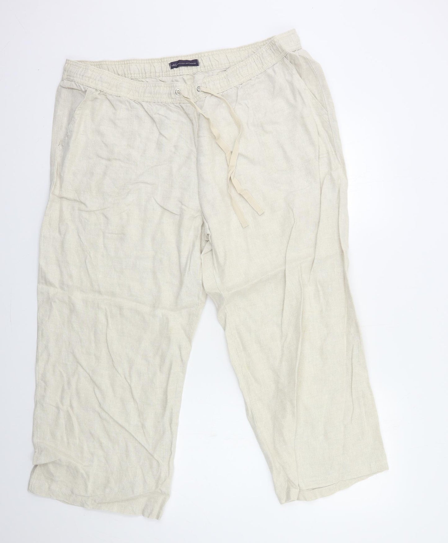 Marks and Spencer Womens Beige  Lace Cropped Trousers Size 20 L25 in