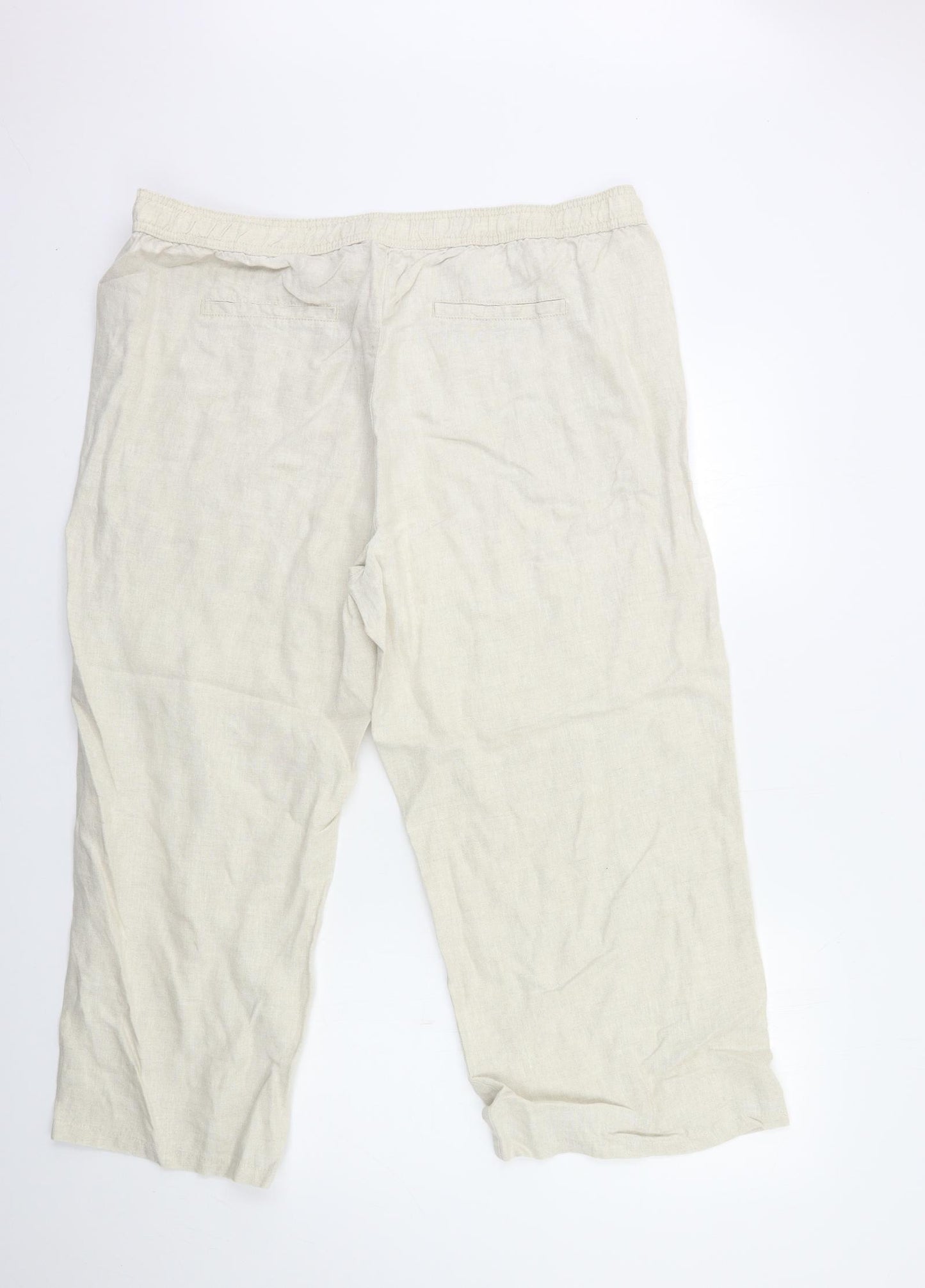 Marks and Spencer Womens Beige  Lace Cropped Trousers Size 20 L25 in