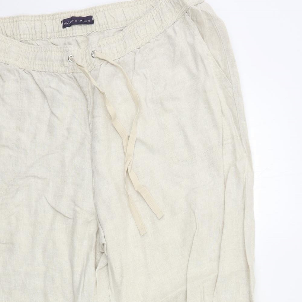 Marks and Spencer Womens Beige  Lace Cropped Trousers Size 20 L25 in