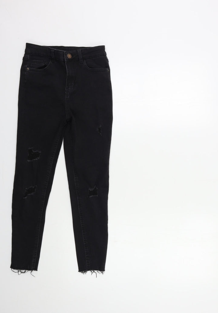 Preworn Womens Black  Denim Skinny Jeans Size 23 in L23 in