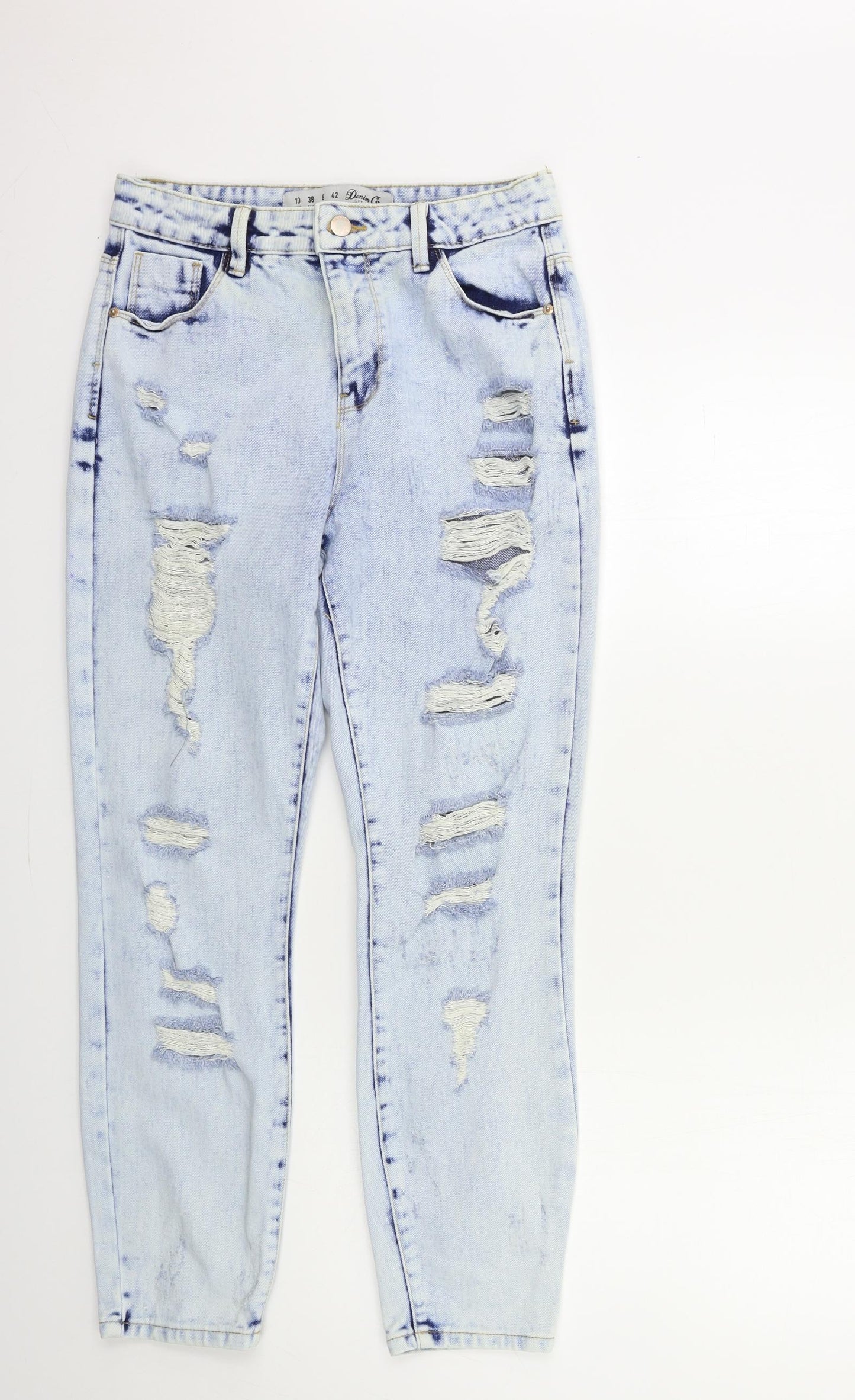 Denim & Co. Womens Blue  Denim Mom Jeans Size 10 L28 in