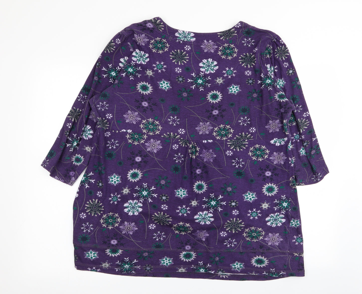 Fat Face Womens Purple Floral  Basic T-Shirt Size 18